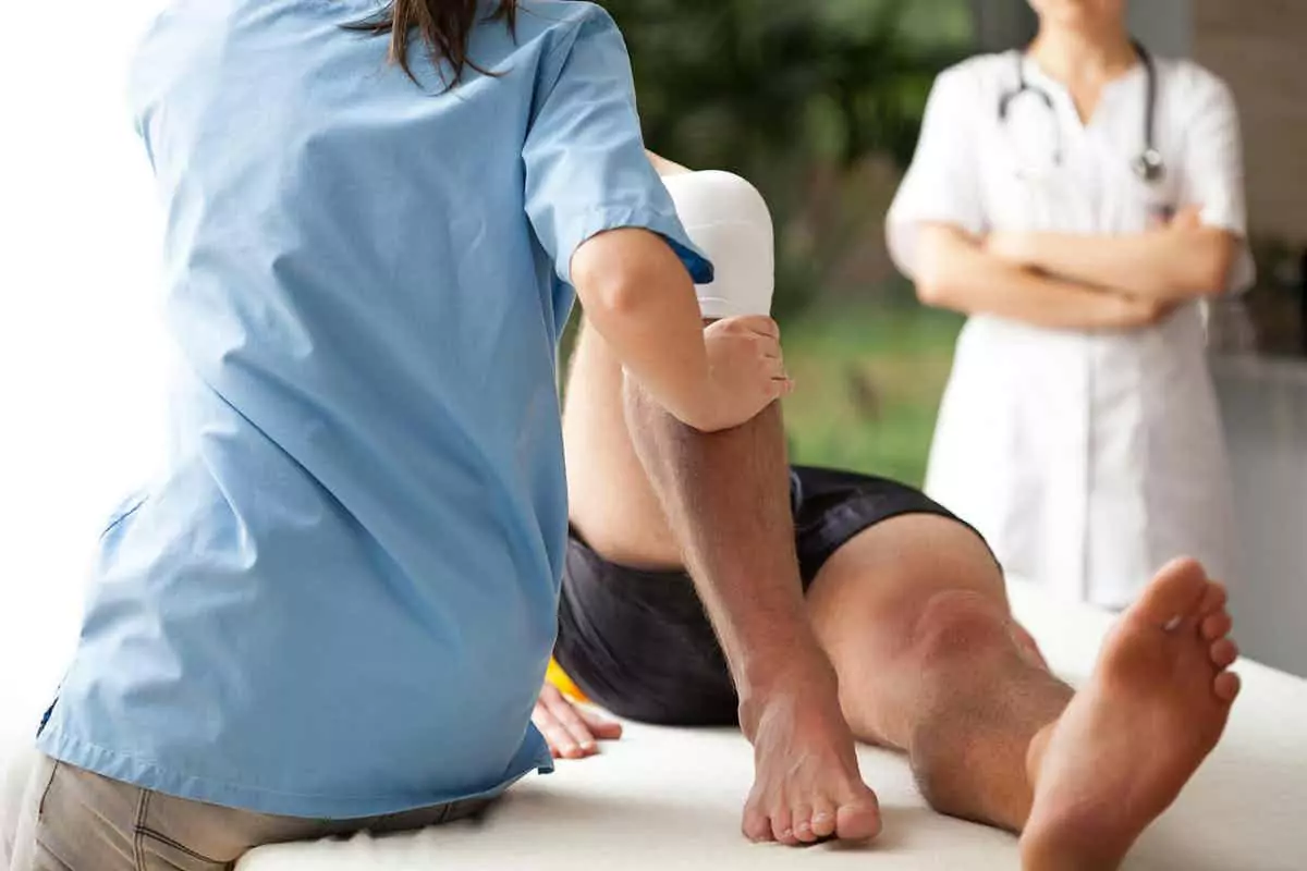 patient undergoing physical therapy